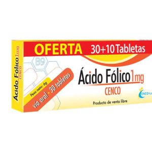 Ácido Fólico 1 mg - 30 Tabletas + 10 Tabletas