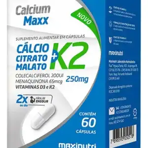 Calcio Maxx Citrato Malato + K2 - 60 Cápsulas